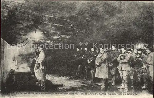 Douaumont La Messe en Minuit en 1916 dans le Fort Chapelle Kat. Douaumont