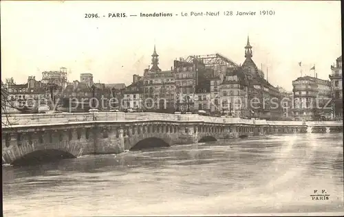 Paris Inondations Janvier 1910 Pont Neuf Hochwasser Katastrophe Kat. Paris