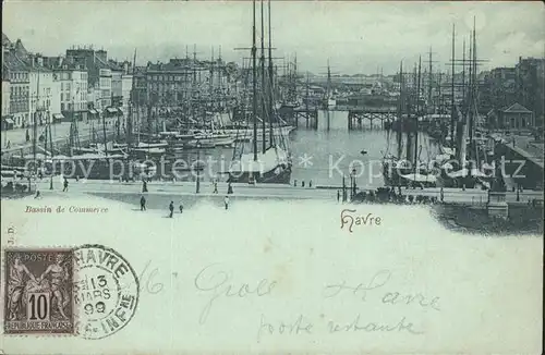 Havre Le Bassin de Commerce Bateaux Stempel auf AK Kat. Le Havre