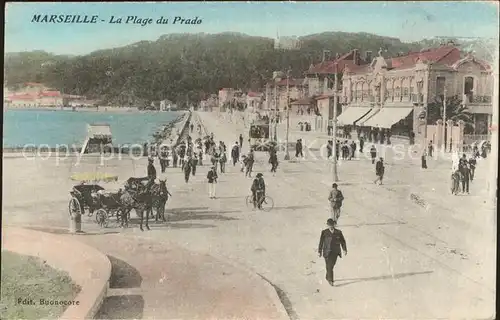 Marseille Plage du Prado Tram Kutsche Kat. Marseille