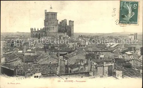 Beziers Panorama Cathedrale Stempel auf AK Kat. Beziers