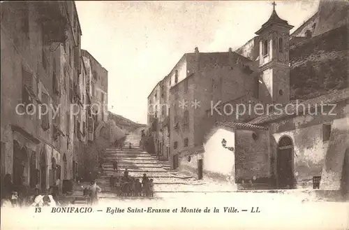 Bonifacio Corse du Sud Eglise Saint Erasme et Montee de la Ville Kat. Bonifacio