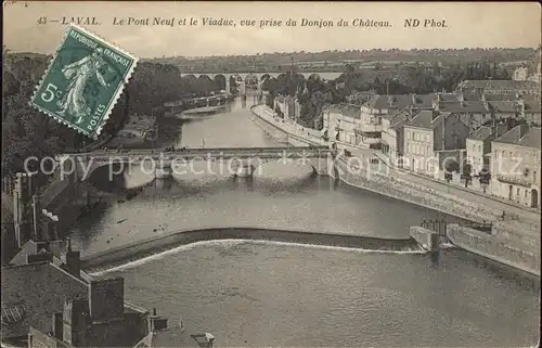 Laval Mayenne Pont Neuf et le Viaduc vue prise du Donjon du Chateau Kat. Laval