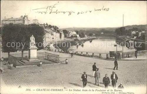 Chateau Thierry Statue Jean de la Fontaine et la Marne Kat. Chateau Thierry