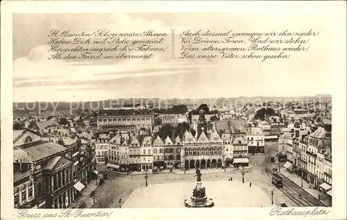 Saint Quentin Rathausplatz Denkmal Kupfertiefdruck Kat. Saint Quentin