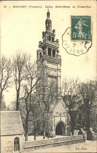 Roscoff Eglise Notre Dame de Croaz Batz Stempel auf AK Kat. Roscoff