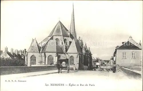 Nemours Seine et Marne Eglise et Rue de Paris Kat. Nemours