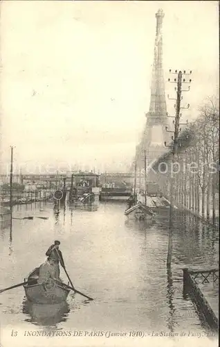 Paris Inondations Janvier 1910 Tour Eiffel Hochwasser Katastrophe Kat. Paris