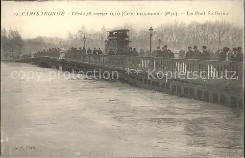 Paris Inondations Janvier 1910 Pont Solferino Hochwasser Katastrophe Kat. Paris
