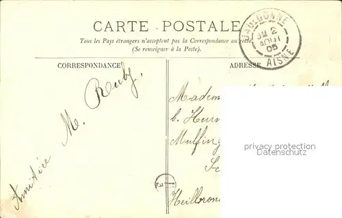 Chateau Thierry Chemin de la Vignotte Stempel auf AK Kat. Chateau Thierry