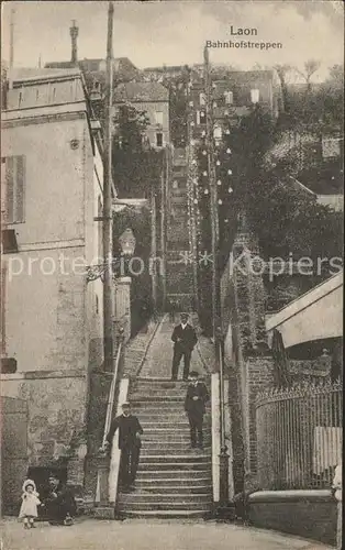 Laon Aisne Bahnhofstreppen Escaliers de la gare Kat. Laon
