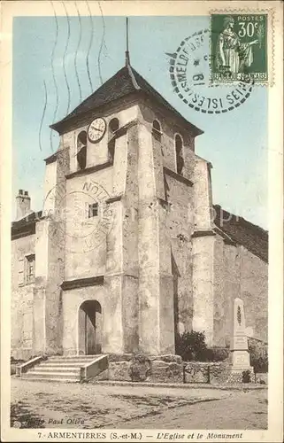 Armentieres Eglise et Monument Stempel auf AK Kat. Armentieres