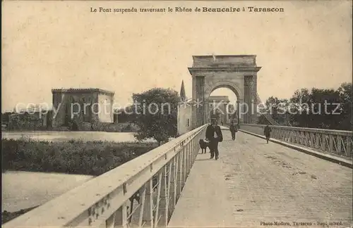 Tarascon Pont suspendu traversant le Rhone de Beaucaire Kat. Tarascon