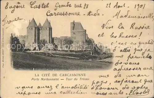 Carcassonne La Cite Porte Narbonnaise Tour du Tresau Kat. Carcassonne