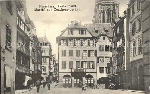 Strassburg Elsass Ferkelmarkt Marche aux Couchons de Lait Kat. Strasbourg