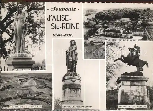 Alise Sainte Reine Statue Sainte Reine Jeanne d Arc Fouilles Hopital vue aerienne Kat. Alise Sainte Reine