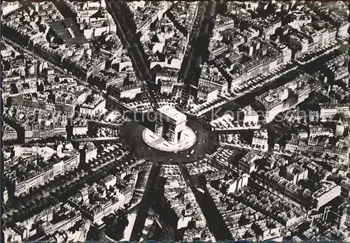 Paris Place et Arc de Triomphe de l Etoile perspective des 12 avenues vue aerienne Kat. Paris