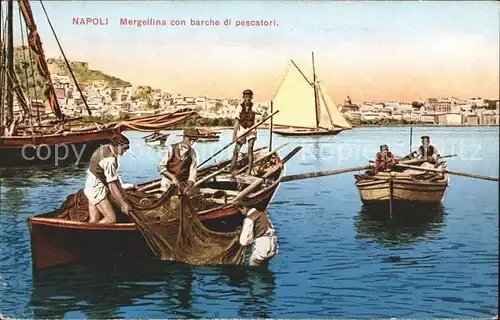 Napoli Neapel Mergellina con Barche die Pescatori Kat. Napoli