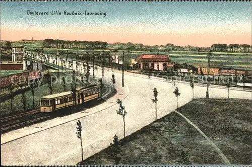 Roubaix Boulevard von Lille nach Roubaix Tourcoing Strassenbahn Kat. Roubaix