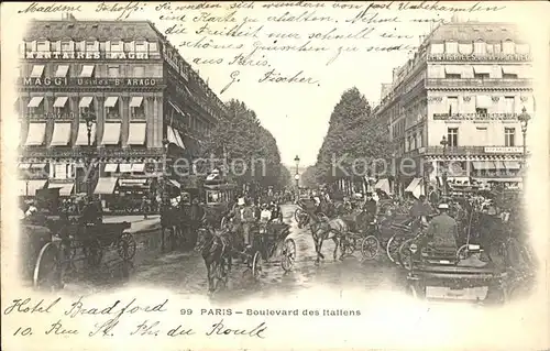 Paris Boulevard des Italiens Pferdekutschen Kat. Paris