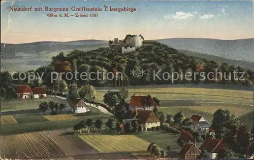 Neundorf Lobenstein Burgruine Greiffenstein Isergebirge Kat. Neundorf Lobenstein