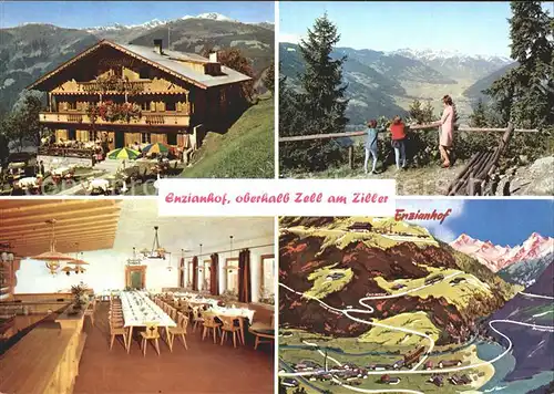 Zell Ziller Tirol Enzianhof Speisesaal Aussichtspunkt Panoramakarte Kat. Zell am Ziller