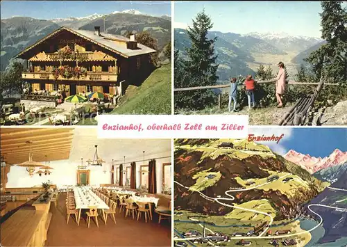 Zell Ziller Tirol Enzianhof Speisesaal Aussichtspunkt Panoramakarte Kat. Zell am Ziller