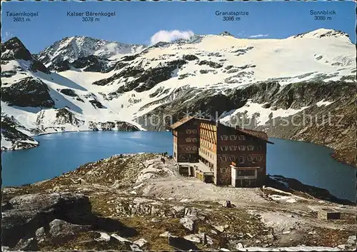 Rudolfshuette am Weissensee Tauernkogel Baerenkogel Granatspitze Sonnblick Kat. Uttendorf