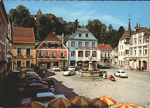 Grein Donau Oberoesterreich Marktplatz Brunnen Kat. Grein