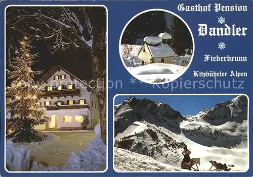 Fieberbrunn Tirol Gasthof Dandler bei Nacht Panorama Kat. Fieberbrunn