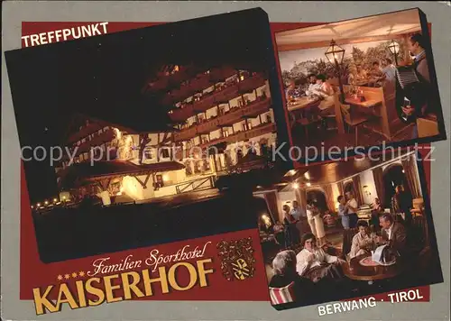 Berwang Tirol Familien Sporthotel Kaiserhof bei Nacht Gaststube Kat. Berwang