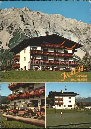 Ramsau Dachstein Steiermark Hotel Restaurant Jagdhof Terrasse Tennisplatz Kat. Ramsau am Dachstein