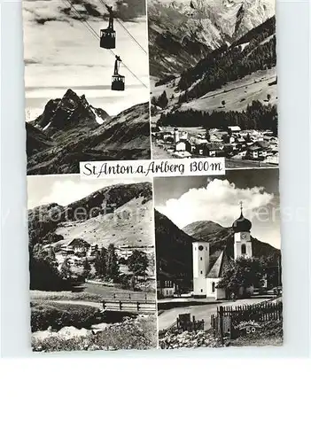 St Anton Arlberg Seilbahn Ortsblick Kirche Kat. St. Anton am Arlberg