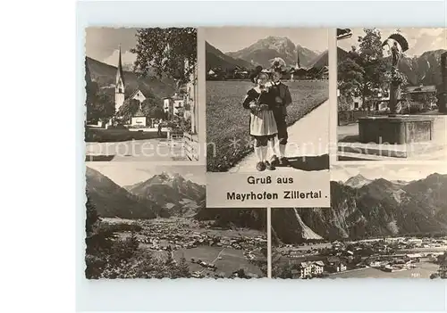 Mayrhofen Zillertal Kirche Trachten Brunnen Panorama Kat. Mayrhofen