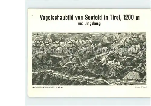 Seefeld Tirol und Umgebung Panoramakarte Kat. Seefeld in Tirol