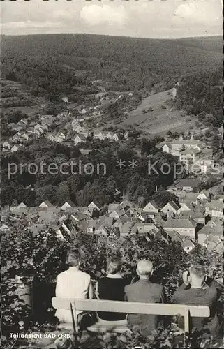 Bad Orb Teilansicht Kurstadt Ruhebank Blick vom Berg Kat. Bad Orb