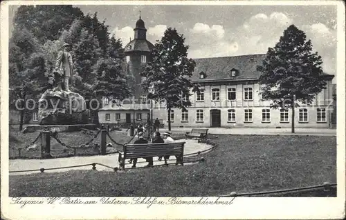 Siegen Westfalen Partie am Unteren Schloss Bismarckdenkmal Kat. Siegen