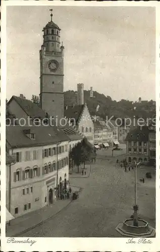 Ravensburg Wuerttemberg Am Platz Blaserturm Kupfertiefdruck Kat. Ravensburg