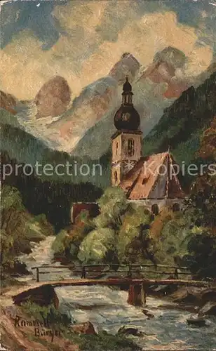 Ramsau Berchtesgaden Kirche Kuenstlerkarte Rammelt Buerger Kat. Ramsau b.Berchtesgaden