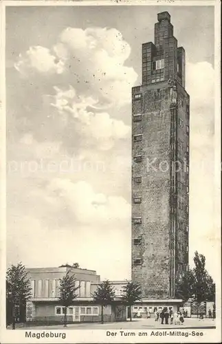 Magdeburg Turm am Adolf Mittag See Kat. Magdeburg
