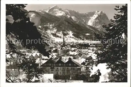 Garmisch Partenkirchen Winterpanorama mit Zugspitzgruppe Wettersteingebirge Kat. Garmisch Partenkirchen