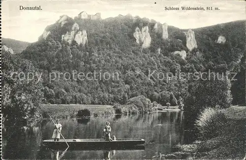 Beuron Donautal Uferpartie an der Donau Kahn Schloss Wildenstein Kat. Beuron