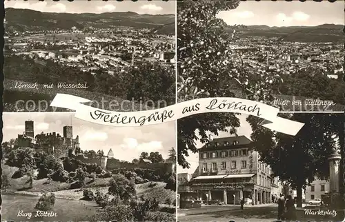 Loerrach Panorama Wiesental Tuellingen Marktplatz Burg Roetteln Kat. Loerrach