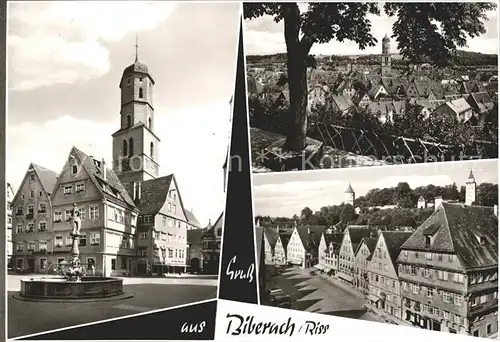 Biberach Riss Marktplatz Brunnen Kirche Altstadt Kat. Biberach an der Riss