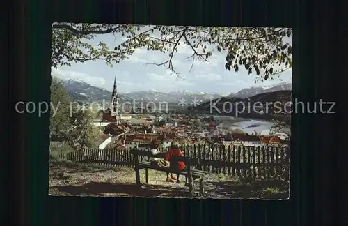 Bad Toelz Blick vom Kalvarienberg auf Isar und Tiroler Alpen Kat. Bad Toelz