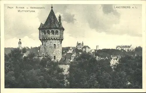 Landsberg Lech Prof. Ritter von Herkomers Mutterturm Kat. Landsberg am Lech