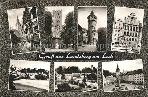 Landsberg Lech Teilansichten Bayertor Mutterturm Brunnen Platz Bruecke Kat. Landsberg am Lech