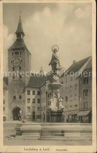 Landsberg Lech Hauptplatz mit Mariensaeule Brunnen Kat. Landsberg am Lech