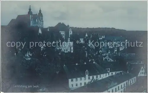 Landsberg Lech Stadtbild mit Kirche Trinks Postkarte Kat. Landsberg am Lech