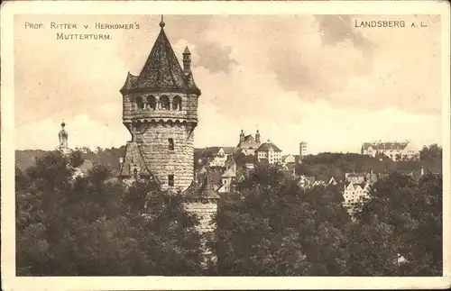 Landsberg Lech Prof. Ritter von Herkomers Mutterturm Kat. Landsberg am Lech